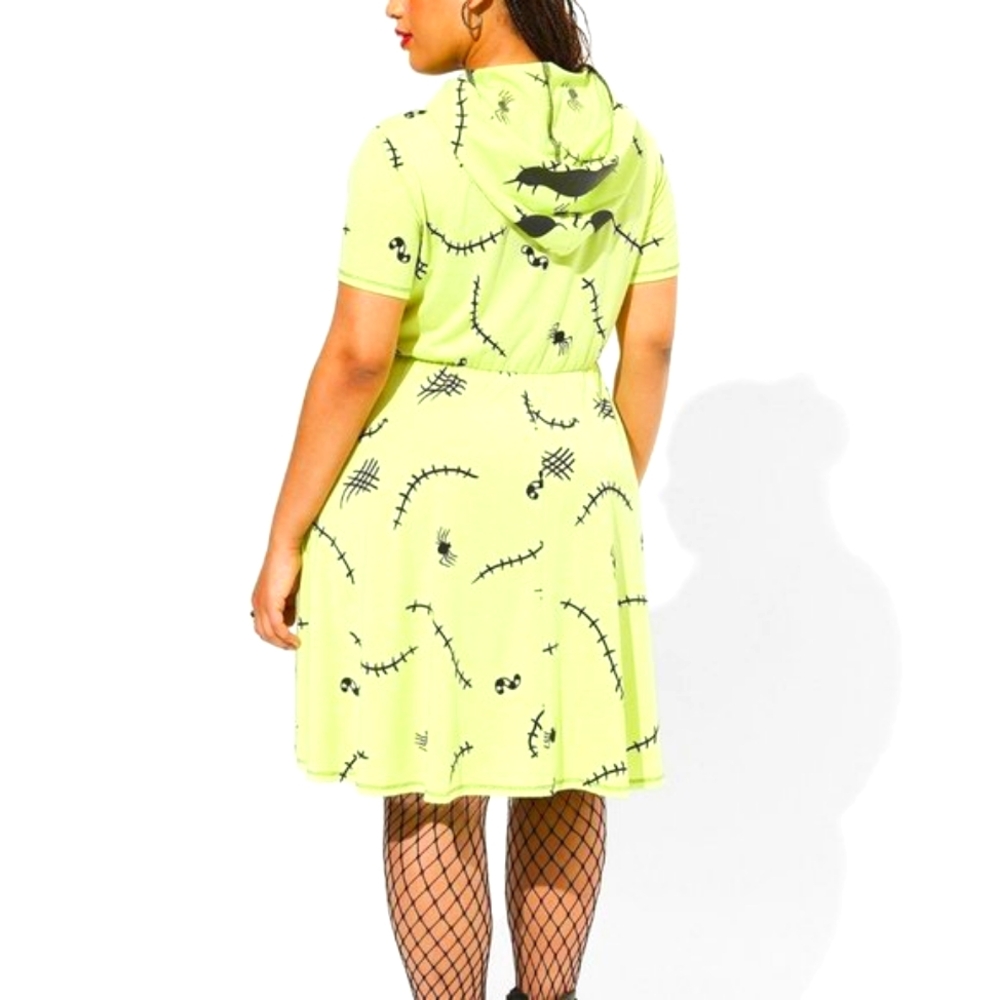❤️NWT TORRID NIGHTMARE BEFORE CHRISTMAS OOGIE BOOGIE HOODED DRESS - Picture 5 of 13